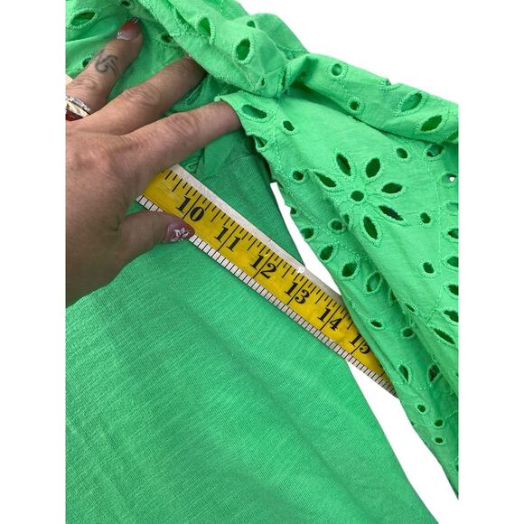 Lilly Pulitzer Jasona Dress Sz. XL Green Eyelet Sleeve Beachy - Picture 12 of 15